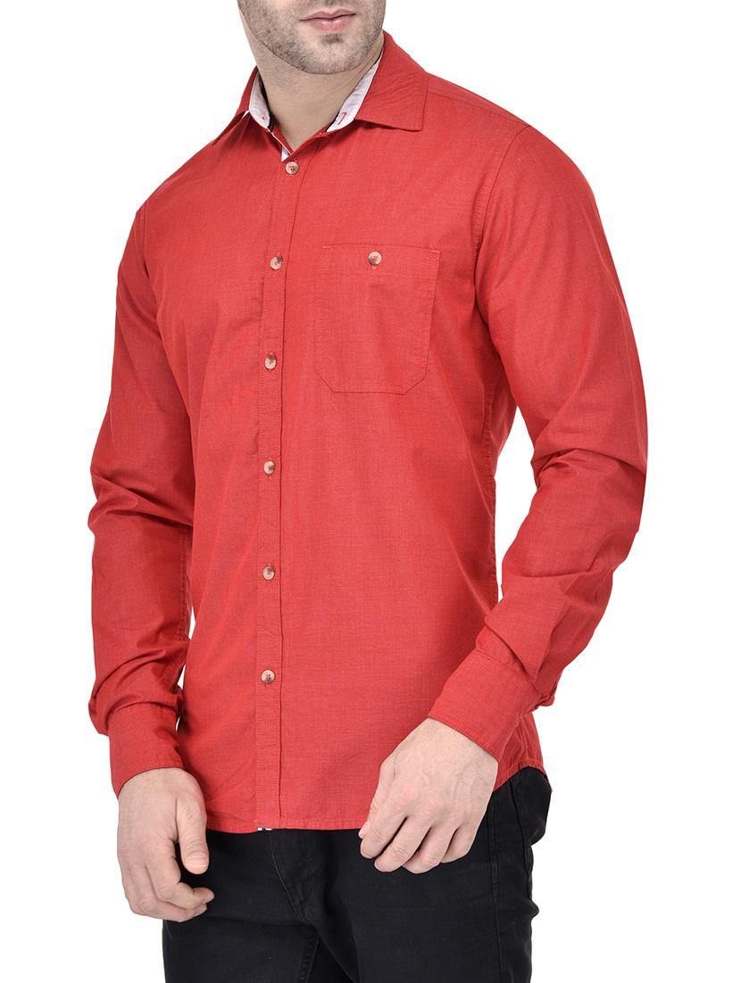 red cotton casual shirt - 13733526 - Zoom Image - 2