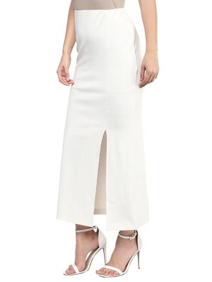 white cotton side slit pencil skirt - 13736591 - Standard Image - 2