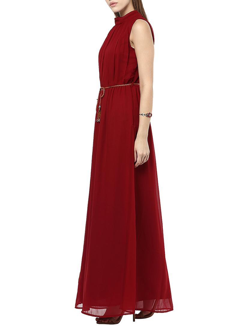 maroon georgette maxi dress - 13741076 - Zoom Image - 2