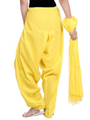 yellow cotton patiyala salwar with dupatta - 13744276 - Standard Image - 2