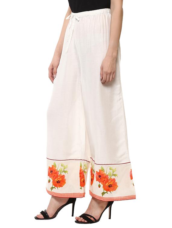 white rayon palazzo - 13744950 - Zoom Image - 2