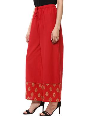 red cotton palazzo - 13744951 - Standard Image - 2