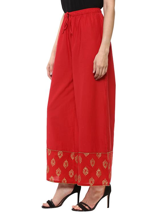 red cotton palazzo - 13744951 - Zoom Image - 2