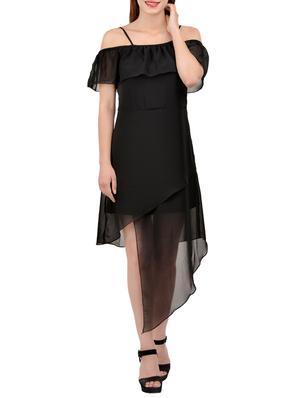 cold shoulder asymmetric dress with belted - 13746584 - Standard Image - 2