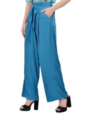 blue crepe palazzos - 13747307 - Standard Image - 2