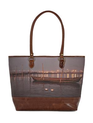 brown canvas printed tote - 13748081 - Standard Image - 2
