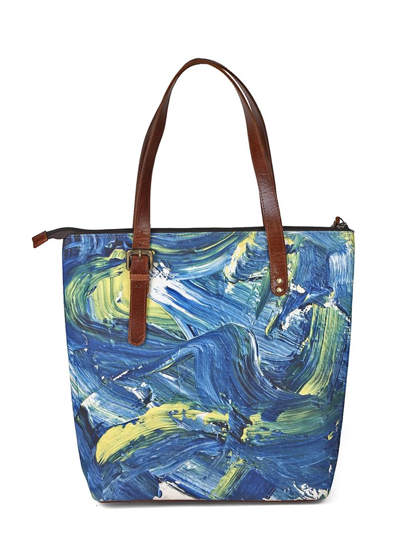 blue canvas printed tote - 13748085 - Zoom Image - 2