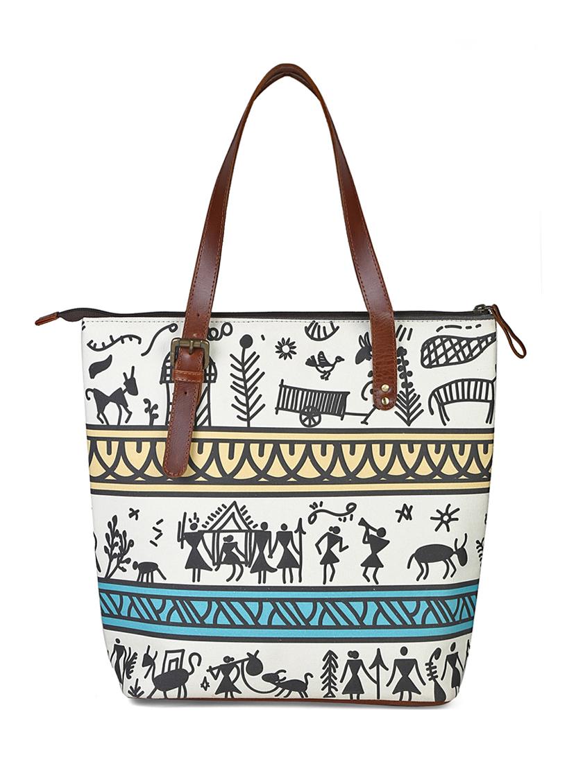 white canvas printed tote - 13748086 - Zoom Image - 2