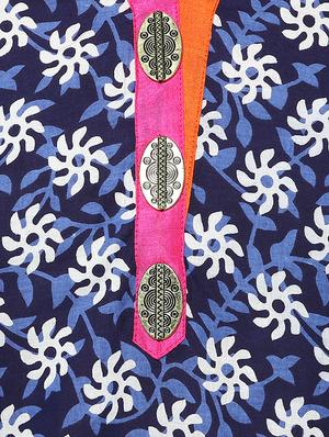 blue cotton printed straight kurta - 13750806 - Standard Image - 5