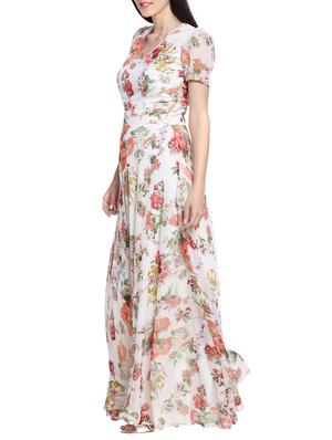 white poly georgette maxi dress - 13753065 - Standard Image - 2