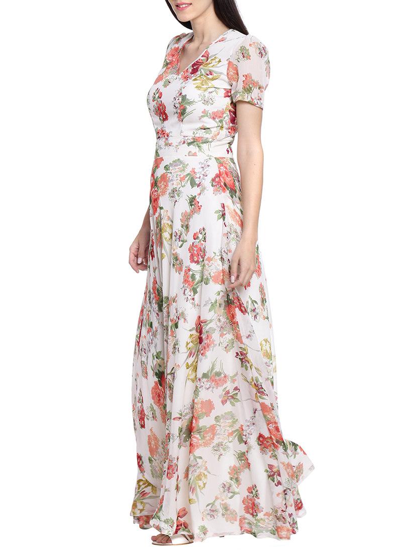 white poly georgette maxi dress - 13753065 - Zoom Image - 2
