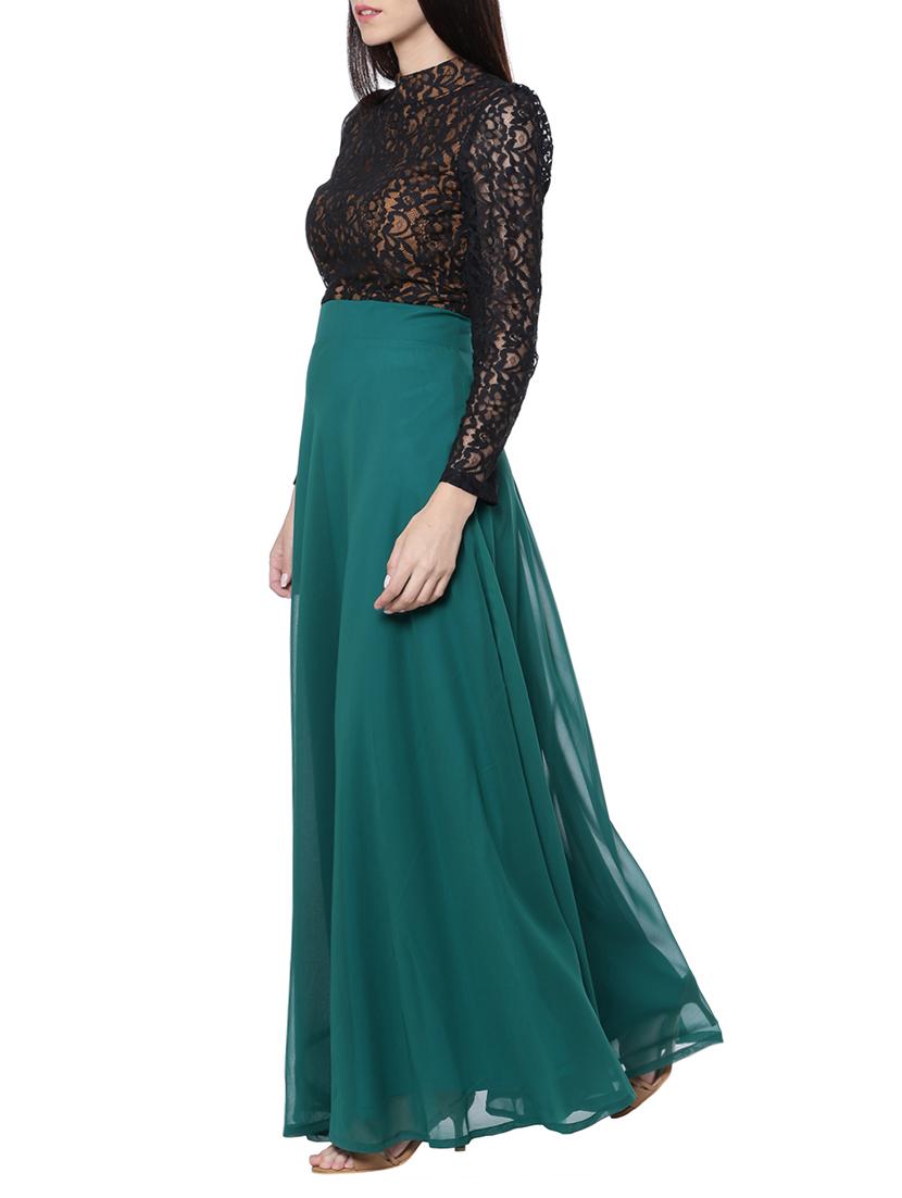 floral lace detail flared gown - 13753072 - Zoom Image - 2