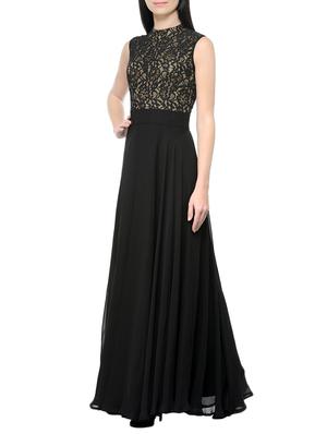 black crepe georgette gown - 13759684 - Standard Image - 2