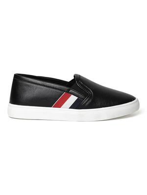 black faux leather plimsolls casual shoes - 13769827 - Standard Image - 2