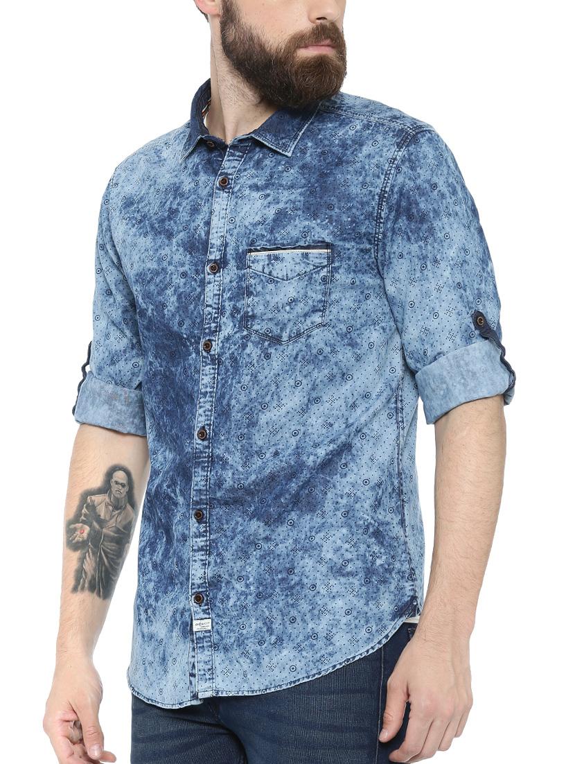 blue denim casual shirt - 13773377 - Zoom Image - 2