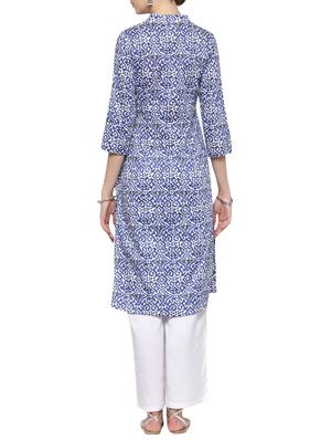 blue cotton printed kurta palazzo set - 13778192 - Standard Image - 2