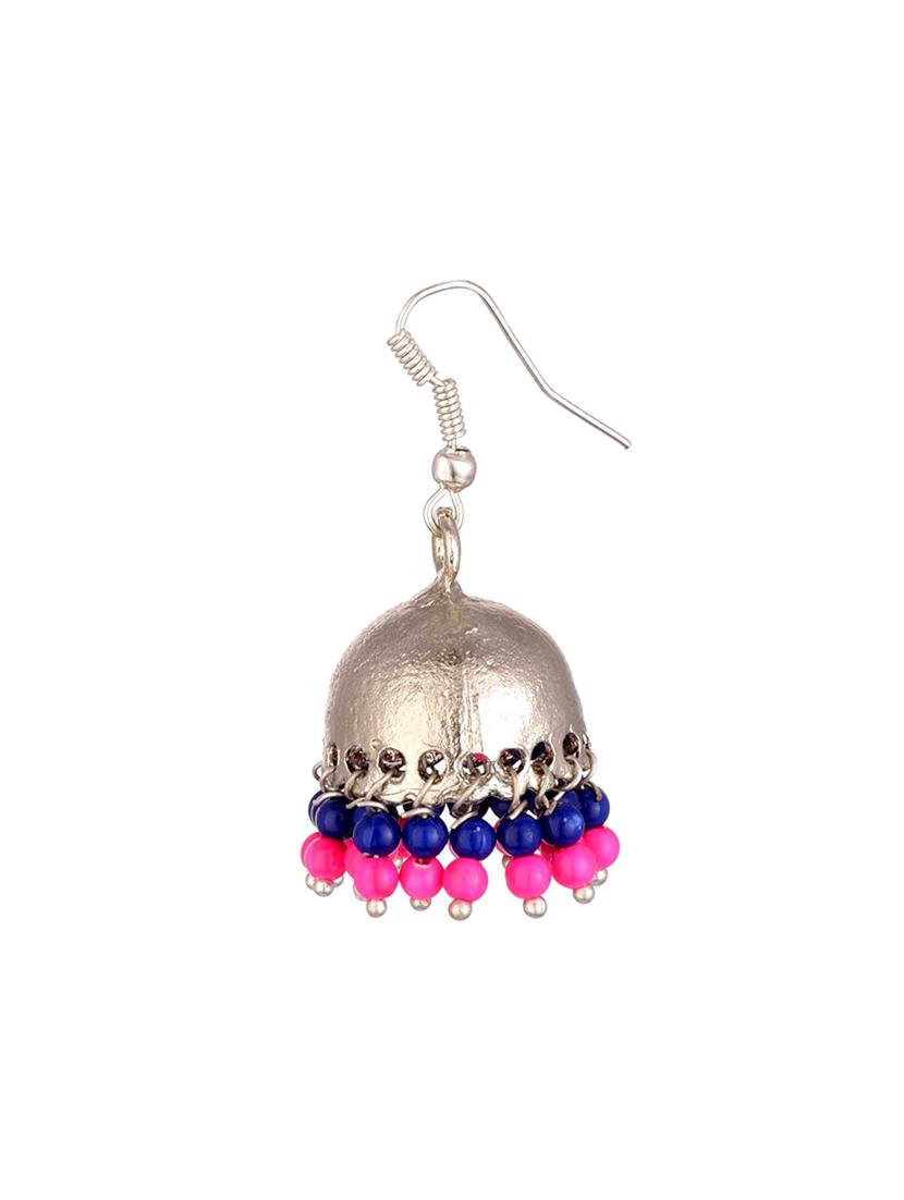 multi colored metal jhumka earrings - 13806276 - Zoom Image - 2