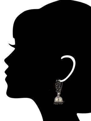 black metal jhumka earrings - 13806437 - Standard Image - 2
