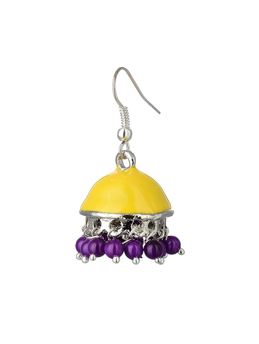 multi colored metal jhumka earrings - 13806452 - Zoom Image - 2