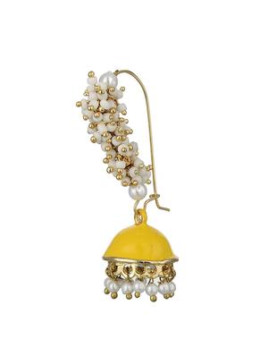 yellow metal jhumka earrings - 13806508 - Standard Image - 2