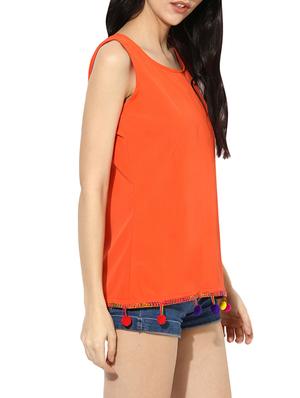 orange poly crepe sleeveless top - 13807638 - Standard Image - 2