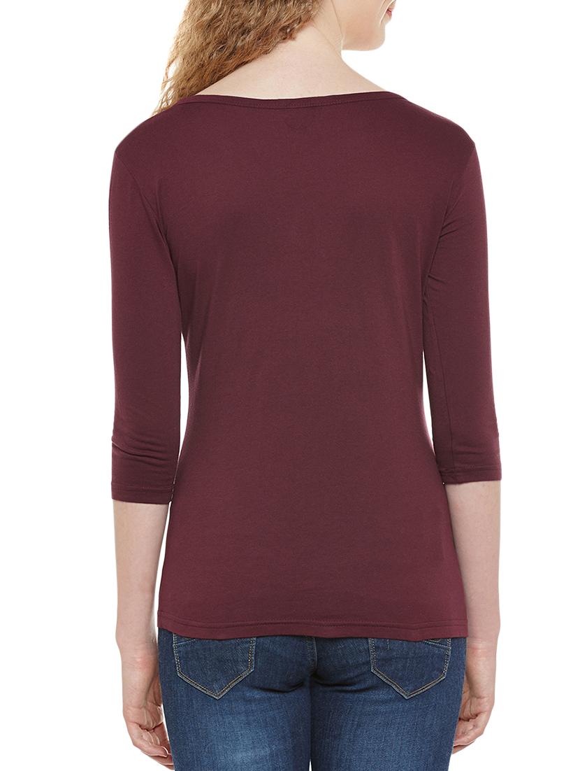 maroon cotton regular top - 13810205 - Zoom Image - 2