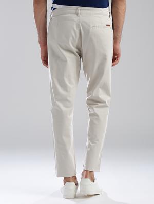 white cotton flat front casual trouser - 13813868 - Standard Image - 2