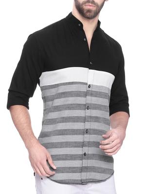 grey striped casual shirt - 13813991 - Standard Image - 2