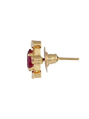 red colored gold plated studs earring - 13832575 - Standard Image - 2