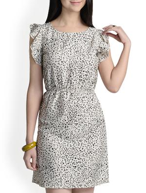 white printed blouson dress - 13833786 - Standard Image - 2