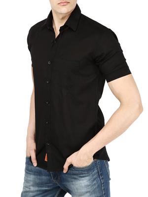 black linen casual shirt - 13833871 - Standard Image - 2