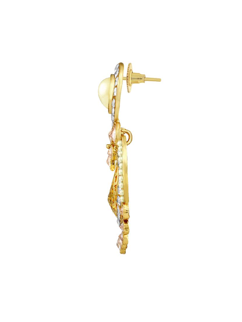gold brass drop earrings - 13855064 - Zoom Image - 2