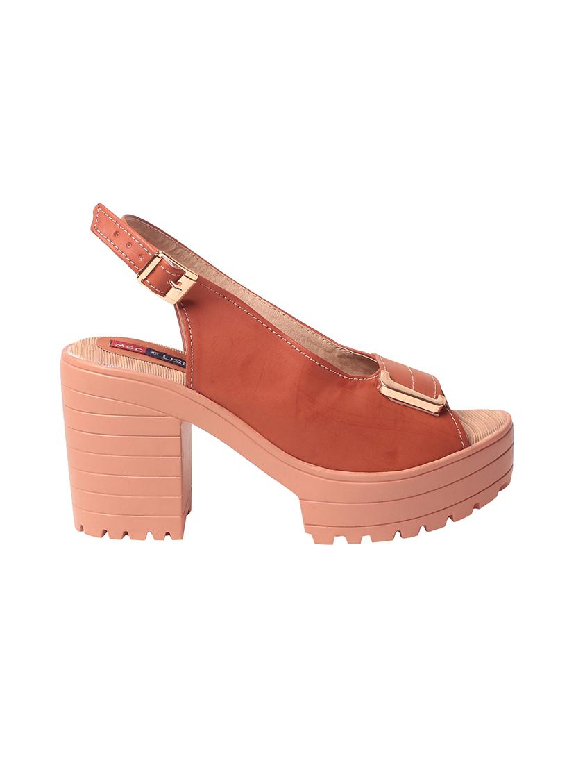 tan faux leather platforms sandals - 13855187 - Zoom Image - 2