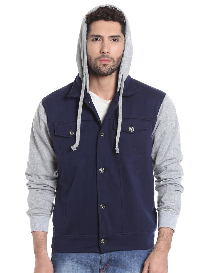 blue cotton casual jacket - 13855347 - Zoom Image - 2
