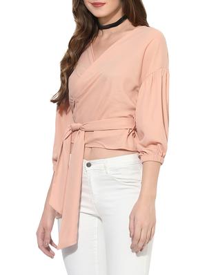 lantern sleeved wrap top - 13861433 - Standard Image - 2