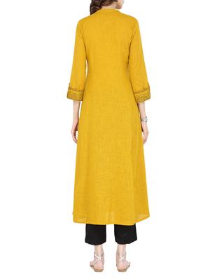 mustard princess panel printed kurta - 13866656 - Standard Image - 2