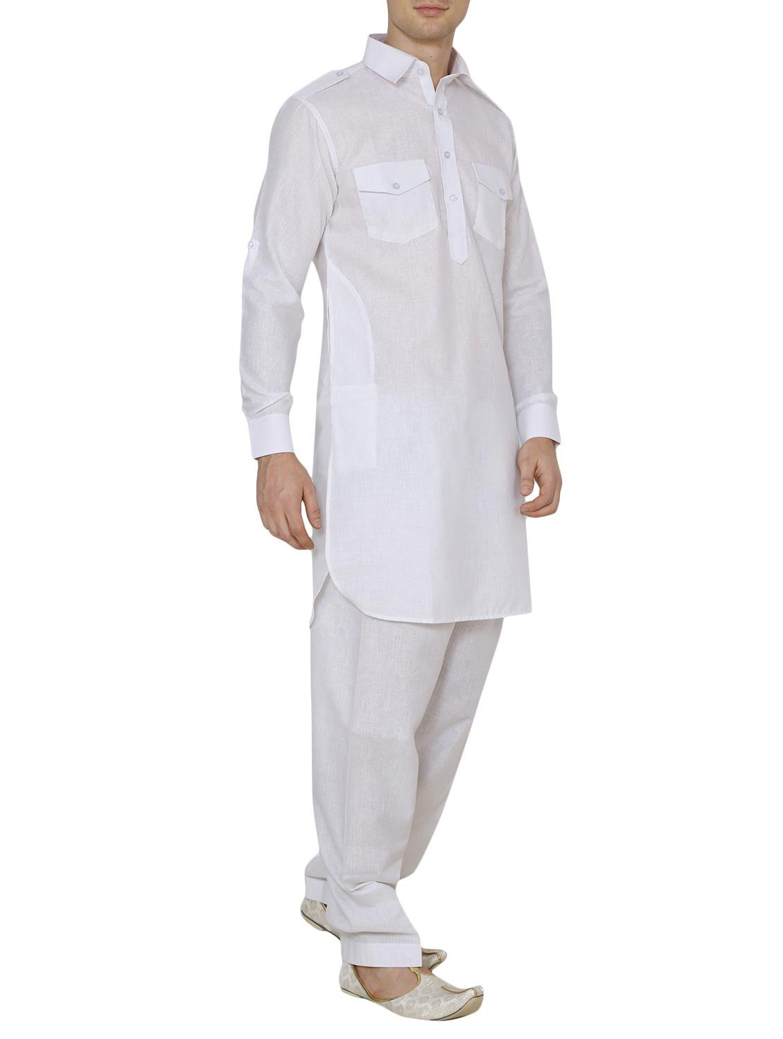 white nylon pathani set - 13882674 - Zoom Image - 2
