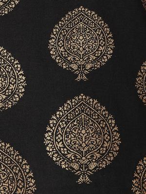 black cotton printed straight kurta - 13885098 - Standard Image - 5