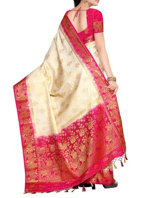 cream silk kanjivaram saree with blouse - 13885694 - Standard Image - 2