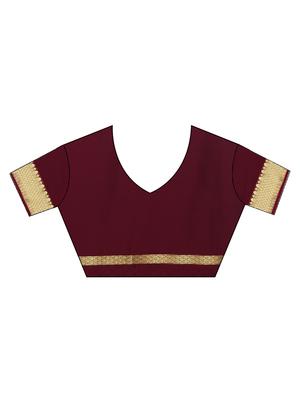 maroon kanjivaram saree with blouse - 13885743 - Standard Image - 5