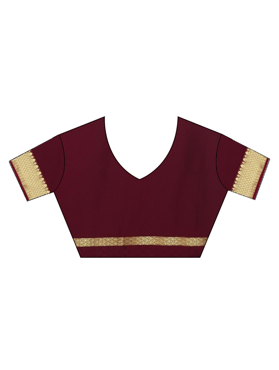 maroon kanjivaram saree with blouse - 13885743 - Zoom Image - 5