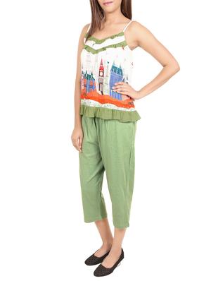 green printed cotton nightwear set - 13891507 - Standard Image - 2