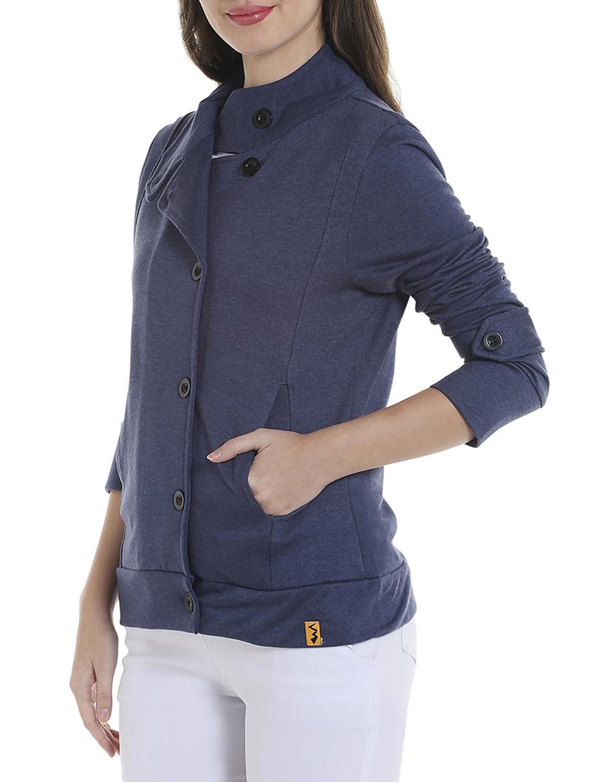 solid blue cotton jacket - 13892826 - Zoom Image - 2