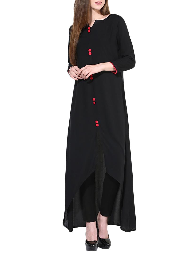 Black Rayon Highlow Kurta - By