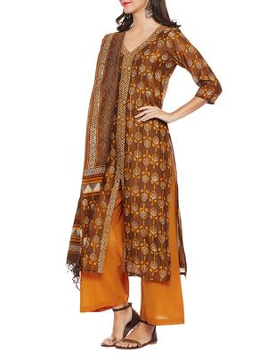 printed unstitched palazzo suit - 13902028 - Standard Image - 2