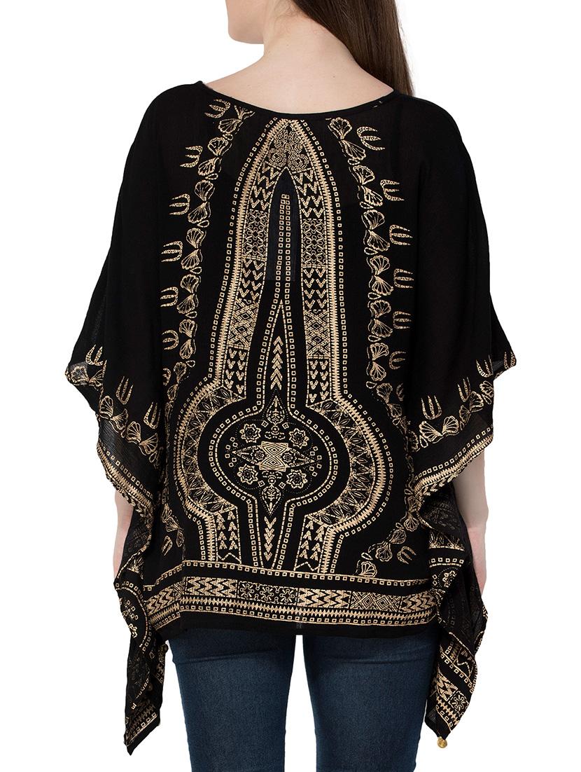 printed black rayon kaftan - 13904146 - Zoom Image - 2