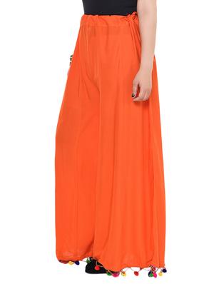 orange viscose palazzos - 13904409 - Standard Image - 2