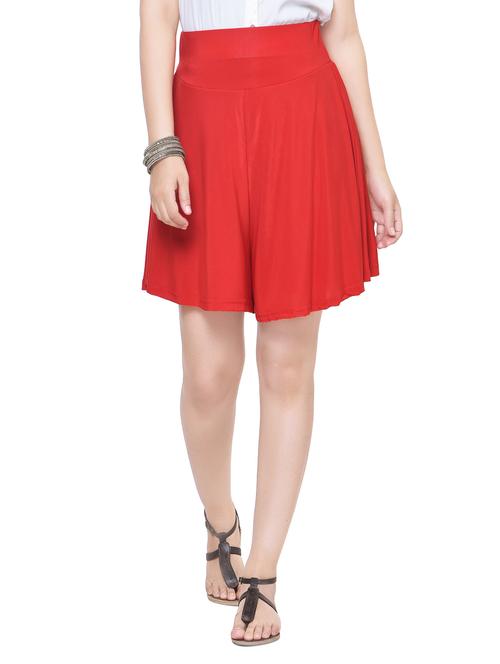 solid red satin skorts - 13904419 - Very Small Image - 1