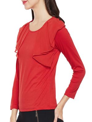 solid red cotton ruffle top - 13905898 - Standard Image - 2