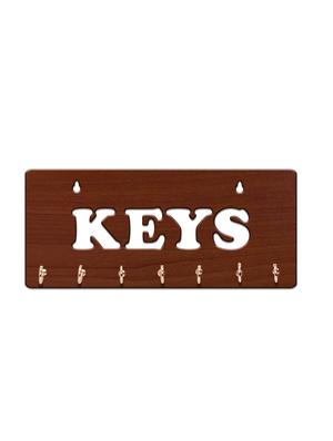 Sehaz Artworks Brown Wooden Key Holder(7 Hooks) - 13914723 - Standard Image - 2